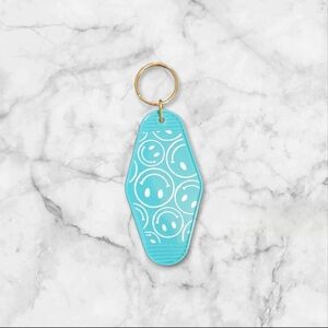 Blue Smiley Face Keychain